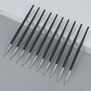 11pcs professional fine eyeliner brushes with orange synthetic hair and sleek black handles