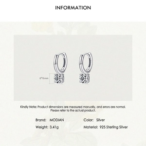 Elegance 925 sterling silver hoop earrings with 6mm round cubic zirconia center stones