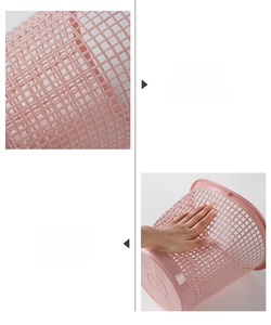 Macro detail of breathable hollow design and flexible plastic material for trash bin