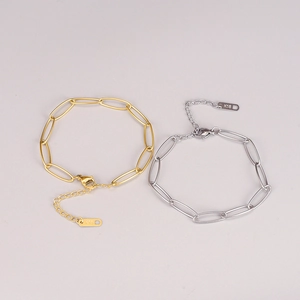 Minimalistisches Armband aus Titanstahl in 18K Gold und Silber mit Büroklammerkette