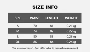 Detailed size guide table for women's high waist midi skirt with length and waist specs