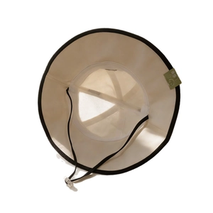 Cappello da sole per neonati stile panda beige con cinturino regolabile e etichetta