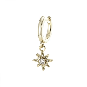 Créole or café avec pendentif fleur de soleil en zircone micro-incrustée de précision