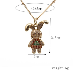 Detailed rabbit necklace dimensions showing 42+5cm chain and 2.5x2cm bunny pendant size