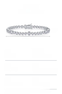 Detailed size chart for 925 sterling silver moissanite tennis bracelet with dimensions