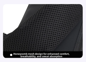Detail of the breathable honeycomb mesh padding on the back of the black crossbody bag