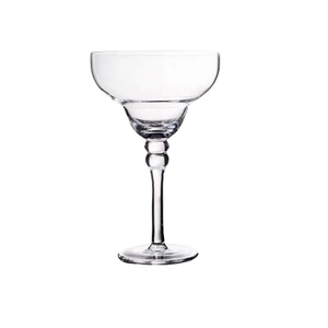 Classic hand-painted margarita glass made of crystal clear glass with a long elegant stem
