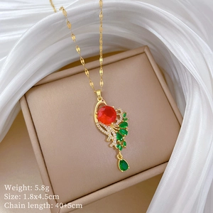 Detailed view of peacock pendant with size 1.8x4.5cm and weight 5.8g parameters