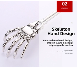 Detail show of smooth ghost hand claw head for the stainless steel telescopic back scratcher