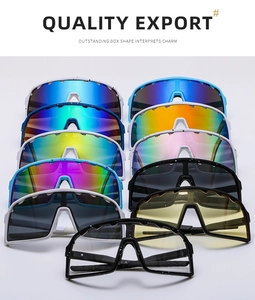 Detailed display of assorted outdoor sports sunglasses in 11 colorful frame and lens options