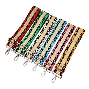 5cm adjustable leopard print purse straps with gold metallic stripes in multiple colors