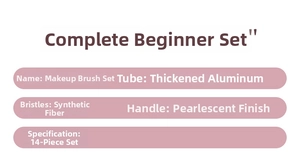 Specifications of 14-piece peach pink makeup brush set with aluminum tubes and fiber bristles