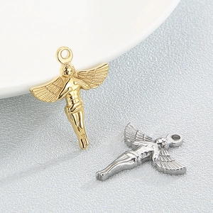 Pendentif Aile D'ange En Acier Inoxydable Style Hip Hop Punk Rock Charme Pour La Fabrication De Bijoux Accessoire De Collier DIY