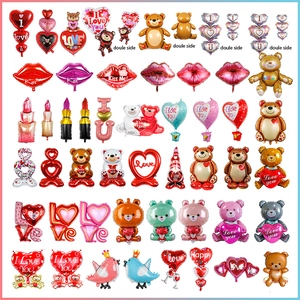 Valentine's Day Foil Balloons Romantic Heart Lip Shape Mylar Balloon For Wedding Anniversary Birthday Party Decoration Cute Bear Gnome Cartoon Aluminum Film