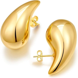 Waterdrop Stud Earrings Stainless Steel Polished Hollow Teardrop Minimalist High End Fashion Jewelry For Women