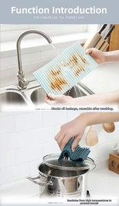Washable silicone heat-resistant mat with wave texture for draining and pot handling