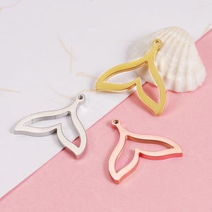 Mermaid Whale Tail Pendants 304 Stainless Steel Hollow Charms For DIY Necklace Bracelet Jewelry Making Mirror Polished