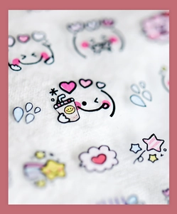 Détail macro de stickers à ongles 5D avec motifs de dessins animés dessinés à la main