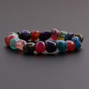 Colorful irregular ice-crack agate stone bracelet with natural multi-color mineral beads