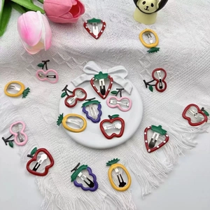 Cute fruit-shaped cartoon BB hair clips for kids in strawberry and apple designs