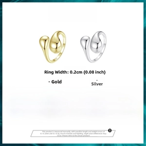 Detailed specifications for S925 sterling silver water drop ring with gold and silver finish