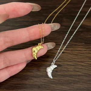 Minimalist 925 sterling silver croissant pendant necklaces in gold and silver finish