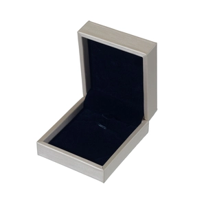 Champagne gold brushed jewelry gift box with velvet interior shown from a 45-degree angle