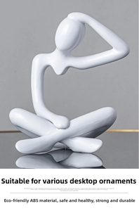 Macro detail of abstract white figure sculpture made of durable eco-friendly ABS material