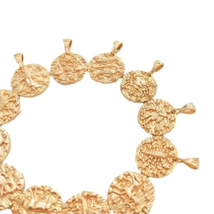 14K gold plated zodiac pendants with 925 silver stamp showing embossed constellation patterns