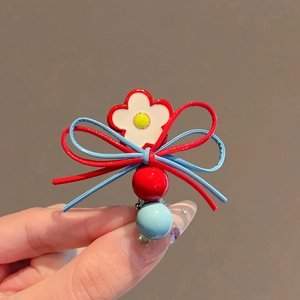 Pince À Cheveux Bec De Canard Fleur Noeud Cœur Rouge Bleu Contraste Cuir Acrylique Doux Style Y2K Accessoire Femmes
