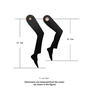 Unique black clock hands set with dimensions 69.3mm and 56.5mm on white background