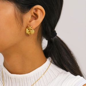 Ocean Theme Jewelry Necklace And Earrings Stainless Steel 18K Gold Plated Starfish Shell Conch Sea Turtle Beach Style