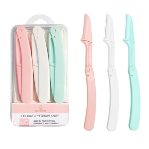Folding Eyebrow Razor For Women Stainless Steel Safety Micro Guard Blade Portable ABS Handle Makeup Trimmer Tool Beginners