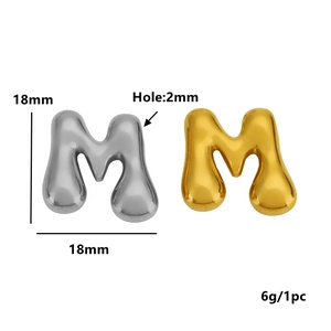 Ciondolo lettera M a palloncino 3D in oro e argento per creazione gioielli DIY