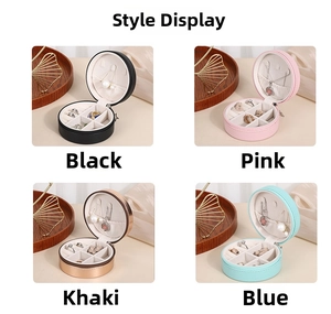 Detailed four-color grid showing PU leather jewelry boxes with interior compartments
