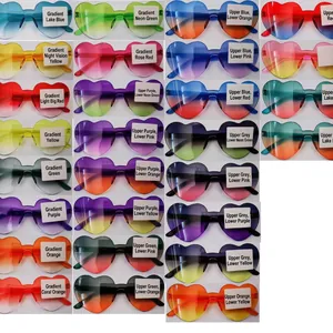 Collection de lunettes de soleil cœur sans monture avec 28 couleurs dégradées pour hommes et femmes