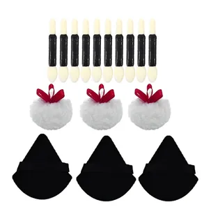 Professional 16-piece makeup kit with sponge brushes and triangular powder puffs