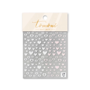Stickers ongles rétro japonais avec motifs de cœurs dégradés blanc et rose TA288