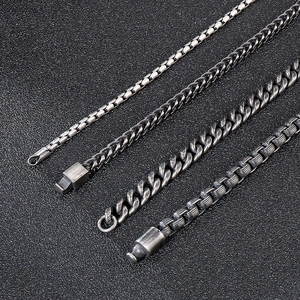 Vintage stainless steel square pearl necklaces for men with antique silver finish detail