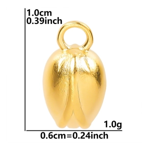 18k gold plated stainless steel tulip bud pendant with dimensions 1.0cm by 0.6cm