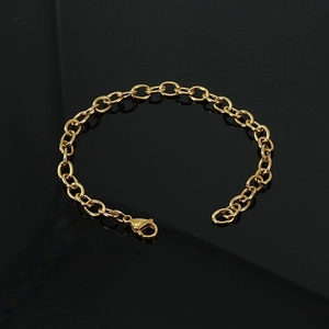 Chain Bracelet 18K Gold Plated Stainless Steel Rolo Link Minimalist Commute Jewelry For Men Women