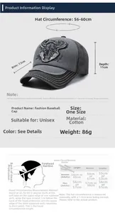 Guide des tailles pour casquette baseball vintage avec mesures et tour de tête détaillé