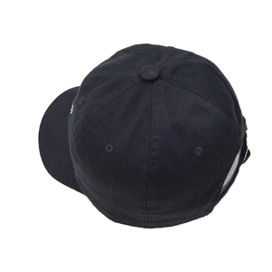 Classic black embroidered baseball cap with six-panel design and top breathable eyelets