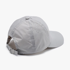 Light gray breathable quick-dry baseball cap with laser-cut side ventilation holes