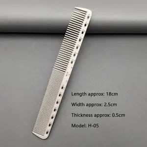 Close-up of white professional hair cutting comb H-05 with 1-17cm built-in scale markings