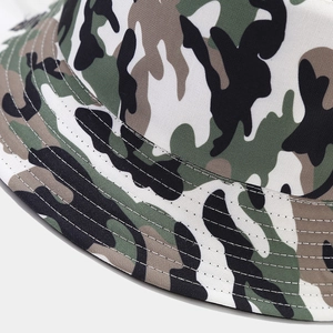 Camo reversible bucket hat for outdoor sports with durable multi-row stitched brim