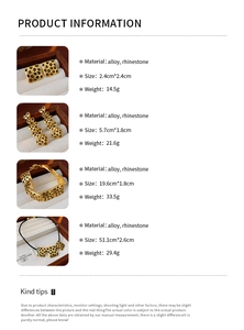 Detailed size and weight information for leopard print rhinestone jewelry set