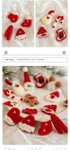 Detail of Christmas felt ornaments set with Santa, snowmen, and candy canes for festive decor