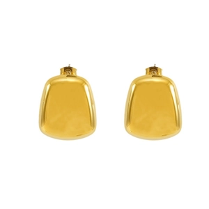 Polished gold shield-shaped titanium steel earrings with a sleek minimalist geometric design