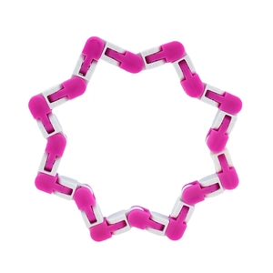 Pink and white 24 sections wacky tracks fidget toy with flexible plastic chain links